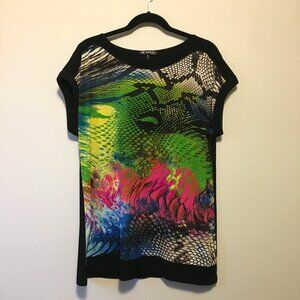 Vintage Picadilly Neon Reptilian Psychedelic Rave Top Pink Green Cyberpunk XL